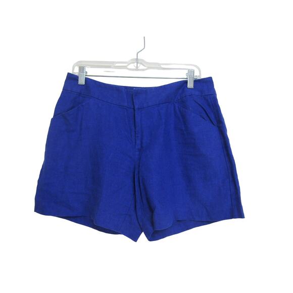 INC Blue Linen Chino Shorts Womens sz 6 Boho Minimalist Neutral Boho Cottagecore - Picture 1 of 6